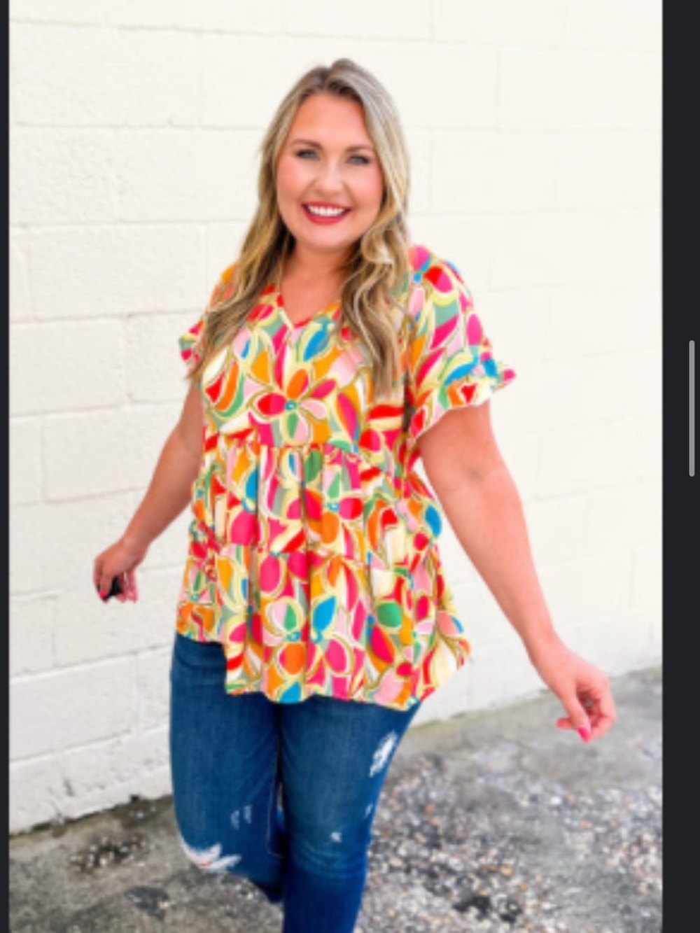 HEIMISH USA Multicolor Floral V-Neck Babydoll Top